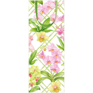 Caspari Orchid Conservatory Bottle Bag 5"L x 3.5"W x 13"H - includes 1 bag 10126B4