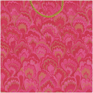 Caspari Marbled Ceramica Fuchsia Medium Square Gift Bag - 9.75"L x 9.75"H x 4"W - includes 1 bag 101271B13