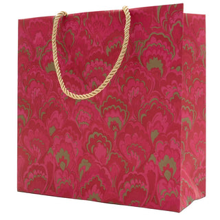 Caspari Marbled Ceramica Fuchsia Medium Square Gift Bag - 9.75"L x 9.75"H x 4"W - includes 1 bag 101271B13