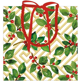 Caspari Holly And Fretwork Gift Bags - includes 1 Gift Bags 10130B1.5