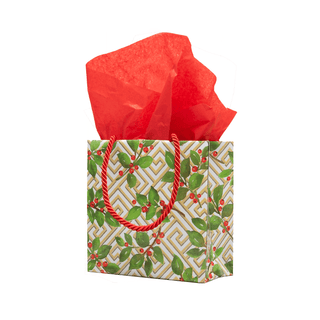 Caspari Holly And Fretwork Gift Bags - includes 1 Gift Bags 10130B1.5