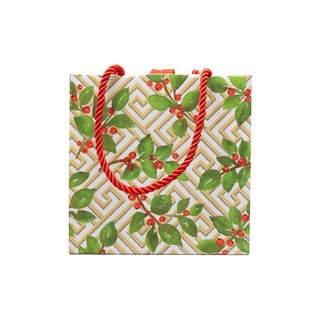 Caspari Holly And Fretwork Gift Bags - includes 1 Gift Bags 10130B1.5