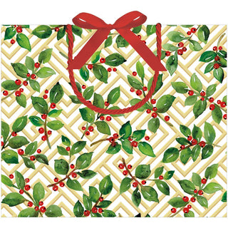 Caspari Holly And Fretwork Gift Bags - includes 1 Gift Bags 10130B3