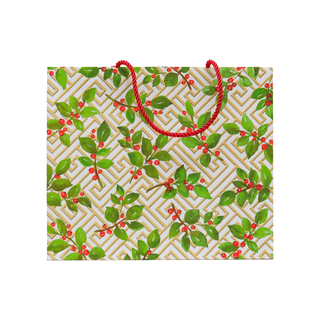 Caspari Holly And Fretwork Gift Bags - includes 1 Gift Bags 10130B3