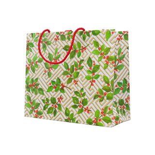 Caspari Holly And Fretwork Gift Bags - includes 1 Gift Bags 10130B3
