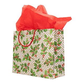 Caspari Holly And Fretwork Gift Bags - includes 1 Gift Bags 10130B3