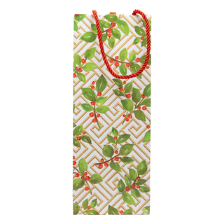 Caspari Holly And Fretwork Gift Bags - includes 1 Gift Bags 10130B4