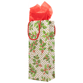 Caspari Holly And Fretwork Gift Bags - includes 1 Gift Bags 10130B4