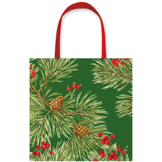 Caspari Evergreen And Berries Dark Green Gift Bags - includes 1 Gift Bags 101310B1.5