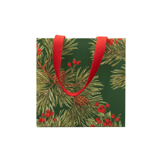 Caspari Evergreen And Berries Dark Green Gift Bags - includes 1 Gift Bags 101310B1.5