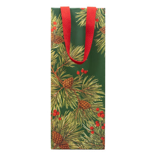 Caspari Evergreen And Berries Dark Green Gift Bags - includes 1 Gift Bags 101310B4