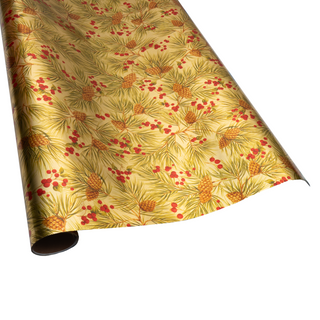 Evergreen And Berries Gold Foil Roll Wrap - includes 1 Roll