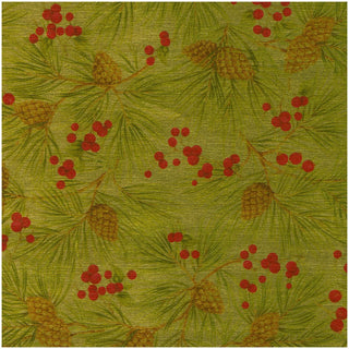Caspari Evergreen And Berries Gold Foil Roll Wrap - includes 1 Roll Wrap 101311RCF