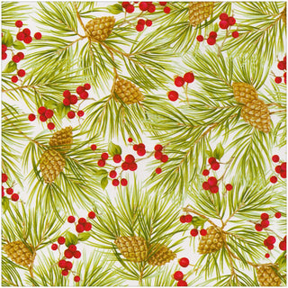Caspari Evergreen And Berries White Roll Wrap - includes 1 Roll Wrap 10131RC