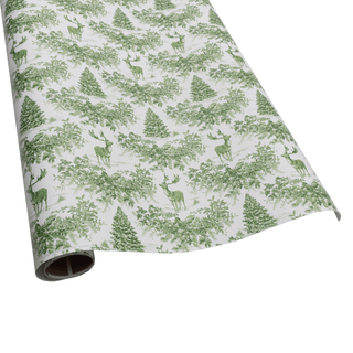 Caspari Christmas Toile Green Roll Wrap - includes 1 Roll 10135RC