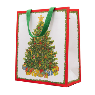 Caspari Christmas Tree Large Gift Bag 10"L x 4.75"W x 11.75"H - includes 1 bag 10138B7