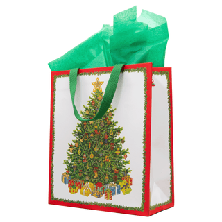 Caspari Christmas Tree Large Gift Bag 10"L x 4.75"W x 11.75"H - includes 1 bag 10138B7