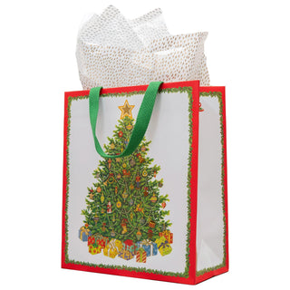 Caspari Christmas Tree Large Gift Bag 10"L x 4.75"W x 11.75"H - includes 1 bag 10138B7