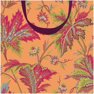 Caspari Paisley Leaves Coral Gift Bags - includes 1 Gift Bags 10141B1.5