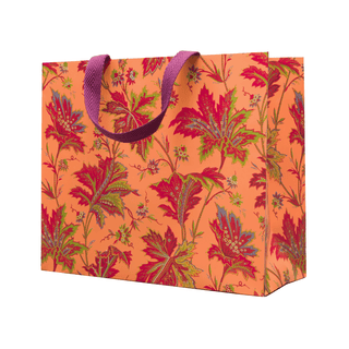Caspari Paisley Leaves Coral Gift Bags - includes 1 Gift Bags 10141B3