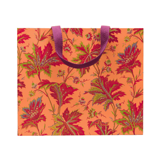 Caspari Paisley Leaves Coral Gift Bags - includes 1 Gift Bags 10141B3