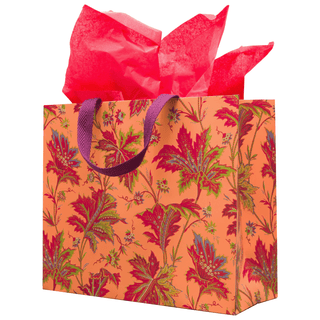 Caspari Paisley Leaves Coral Gift Bags - includes 1 Gift Bags 10141B3