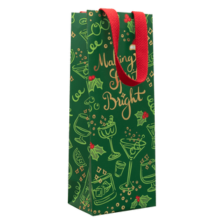 Caspari Making Spirits Bright Gift Bags - includes 1 Gift Bags 10144B4