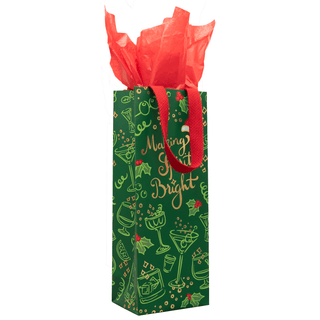 Caspari Making Spirits Bright Gift Bags - includes 1 Gift Bags 10144B4