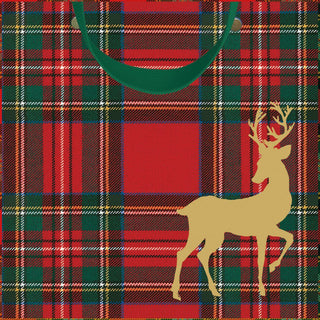 Caspari Royal Plaid Reindeer Gift Bags - includes 1 Gift Bags 10145B1.5