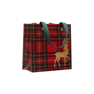 Caspari Royal Plaid Reindeer Gift Bags - includes 1 Gift Bags 10145B1.5