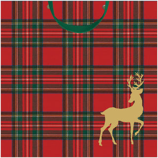 Caspari Royal Plaid Reindeer Gift Bags - includes 1 Gift Bags 10145B13