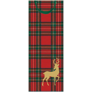 Caspari Royal Plaid Reindeer Gift Bags - includes 1 Gift Bags 10145B4