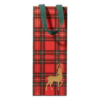 Caspari Royal Plaid Reindeer Gift Bags - includes 1 Gift Bags 10145B4