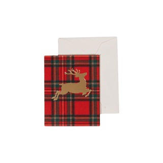 Caspari Royal Plaid Reindeer Foil Enclosure Cards & Envelopes - includes 4 Enclosure Cards & Envelopes 10145ENC