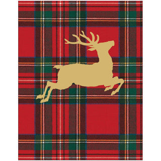 Caspari Royal Plaid Reindeer Foil Enclosures 4 Pk Gallery 10145ENC