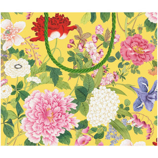 Caspari A Profusion Of Flowers 2 Yellow Large Gift Bag - 11.75"L x 4.75"W x 10"H - includes 1 bag 10155B3