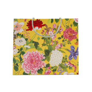 Caspari A Profusion Of Flowers 2 Yellow Large Gift Bag - 11.75"L x 4.75"W x 10"H - includes 1 bag 10155B3