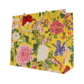 Caspari A Profusion Of Flowers 2 Yellow Large Gift Bag - 11.75"L x 4.75"W x 10"H - includes 1 bag 10155B3