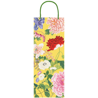 Caspari A Profusion Of Flowers 2 Yellow Bottle Bag 5"L x 3.5"W x 13"H - includes 1 bag 10155B4