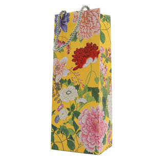 Caspari A Profusion Of Flowers 2 Yellow Bottle Bag 5"L x 3.5"W x 13"H - includes 1 bag 10155B4