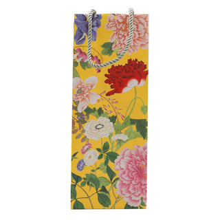 Caspari A Profusion Of Flowers 2 Yellow Bottle Bag 5"L x 3.5"W x 13"H - includes 1 bag 10155B4