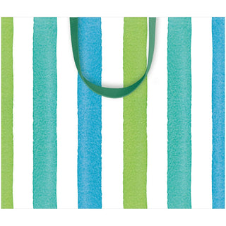 Caspari Cafe Stripe Cool Large Gift Bag - 11.75"L x 4.75"W x 10"H - includes 1 bag 101560B3