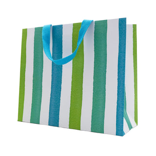 Caspari Cafe Stripe Cool Large Gift Bag - 11.75"L x 4.75"W x 10"H - includes 1 bag 101560B3