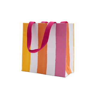 Caspari Cafe Stripe Warm Small Square Gift Bag - 5.75"L x 2.5" W x 5.75"H - includes 1 bag 10156B1.5