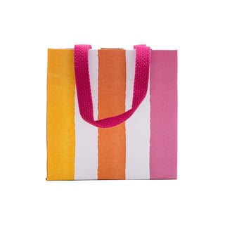Caspari Cafe Stripe Warm Small Square Gift Bag - 5.75"L x 2.5" W x 5.75"H - includes 1 bag 10156B1.5
