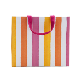 Caspari Cafe Stripe Warm Large Gift Bag - 11.75"L x 4.75"W x 10"H - includes 1 bag 10156B3