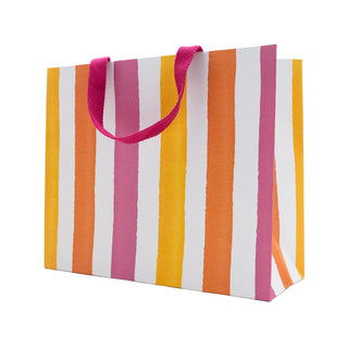Caspari Cafe Stripe Warm Large Gift Bag - 11.75"L x 4.75"W x 10"H - includes 1 bag 10156B3