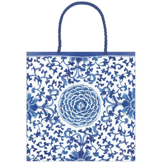 Caspari Indigo Garden Blue/White Small Square Gift Bag - 5.75"L x 2.5" W x 5.75"H - includes 1 bag 10158B1.5