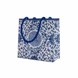 Caspari Indigo Garden Blue/White Small Square Gift Bag - 5.75"L x 2.5" W x 5.75"H - includes 1 bag 10158B1.5