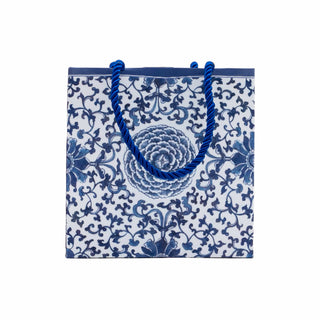 Caspari Indigo Garden Blue/White Small Square Gift Bag - 5.75"L x 2.5" W x 5.75"H - includes 1 bag 10158B1.5